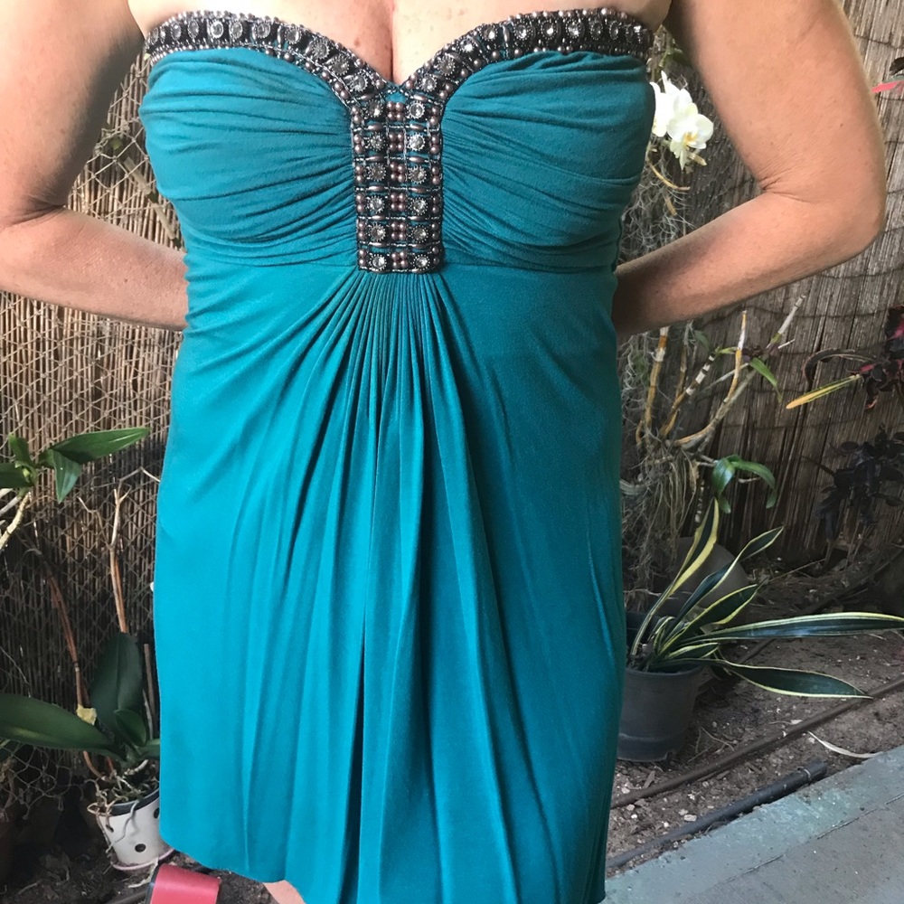 Sky mini turquoise embellished dress - Picture 2 of 3